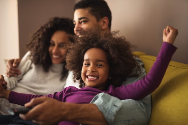 Happy family time African american family spending time together at home.